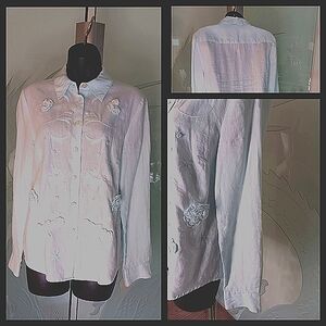 Grace Elements Embroidered Linen Blouse Medium